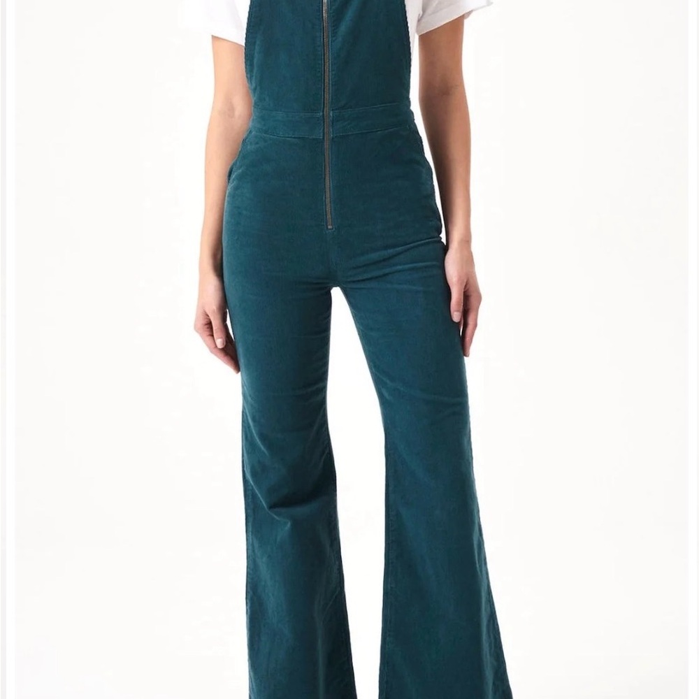 Teal Corduroy Flared Jumpsuit